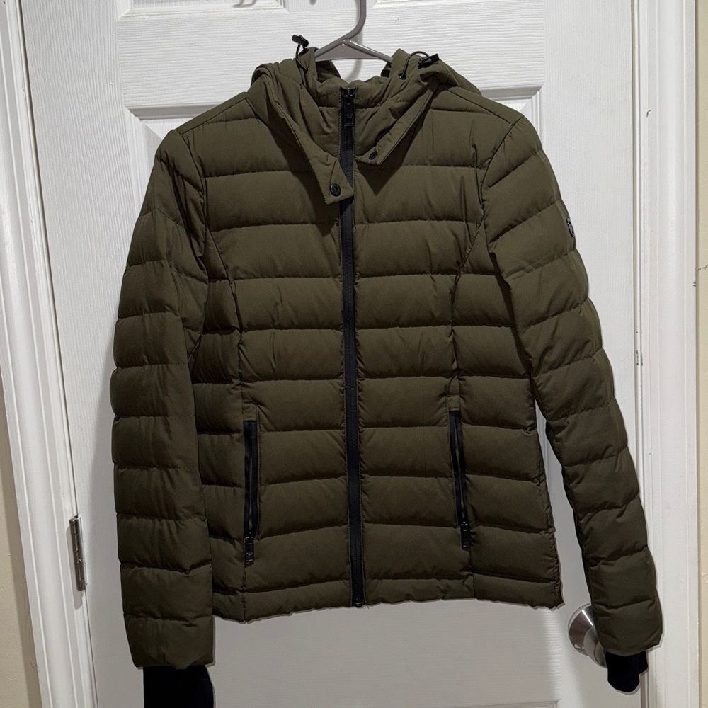 Michael Kors Army Green Puffer Jacket with Hood